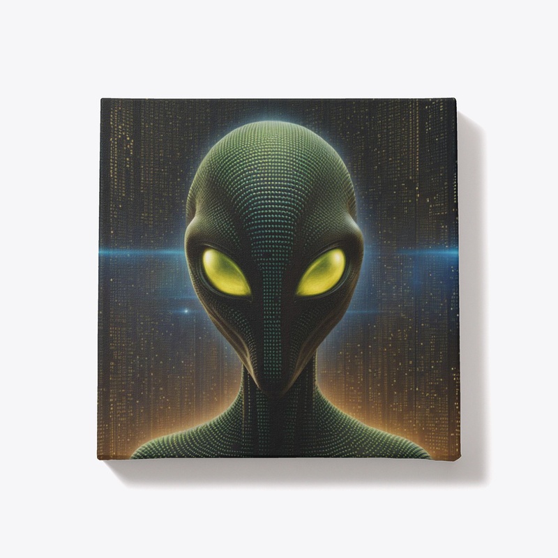 Alien with glowing eyes