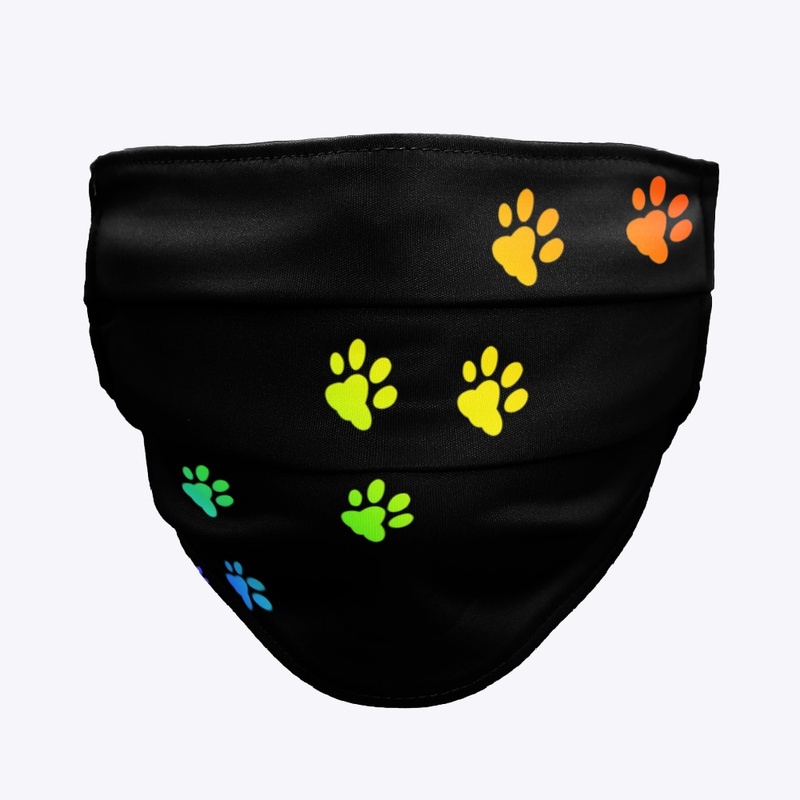 Rainbow paws print  mask covering