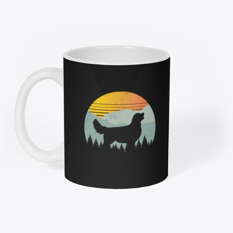 Vintage Retro Golden Retriever Sunset