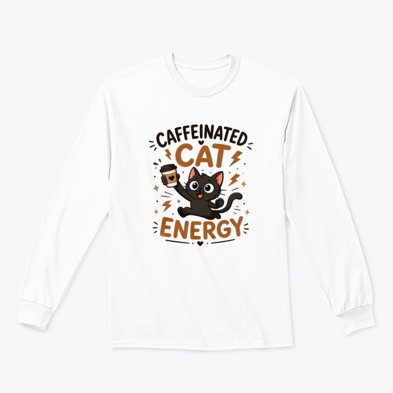 Caffeinated Cat Energy Funny Black Cat