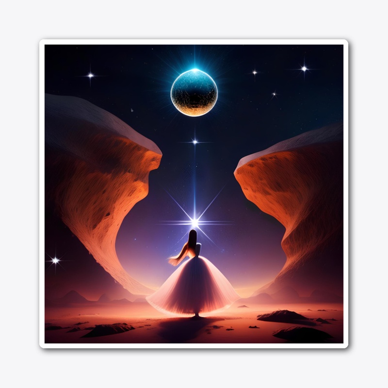 A woman and moon and stars design