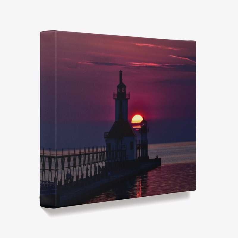 Sunset Between Two Lighthouses Canvas II