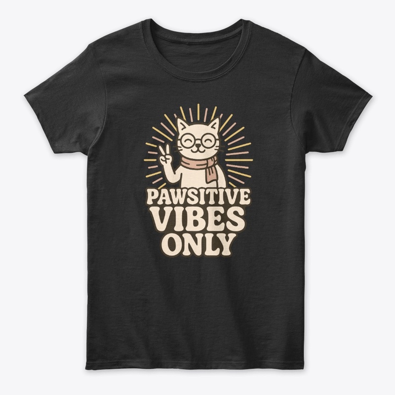 Pawsitive Vibes Only Nerd Cat Tee