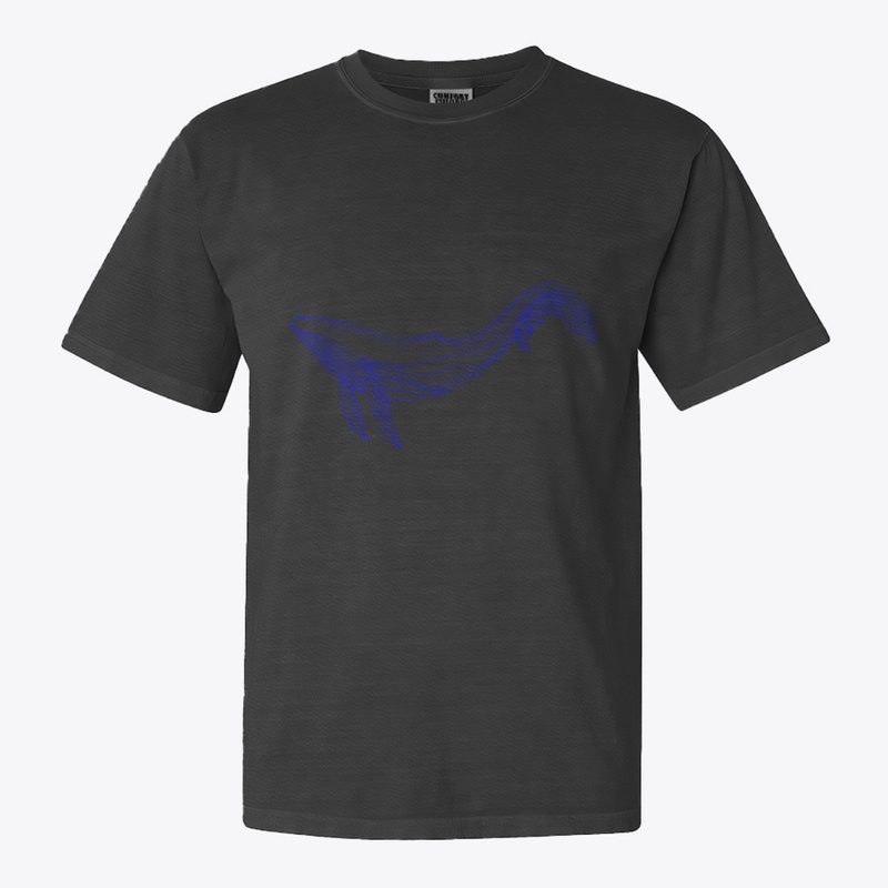 Neon Blue Contour Line Art Whale