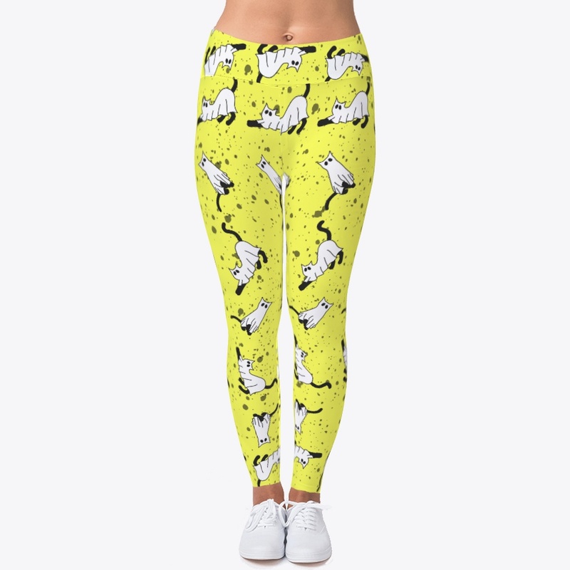 Ghost Cat Pattern Leggings.