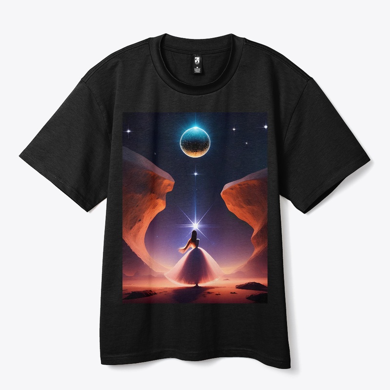 A woman and moon and stars design