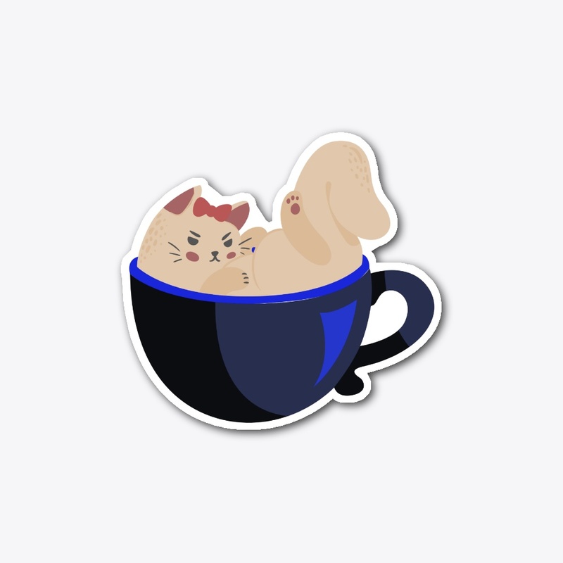 Cat enjoying coffee
