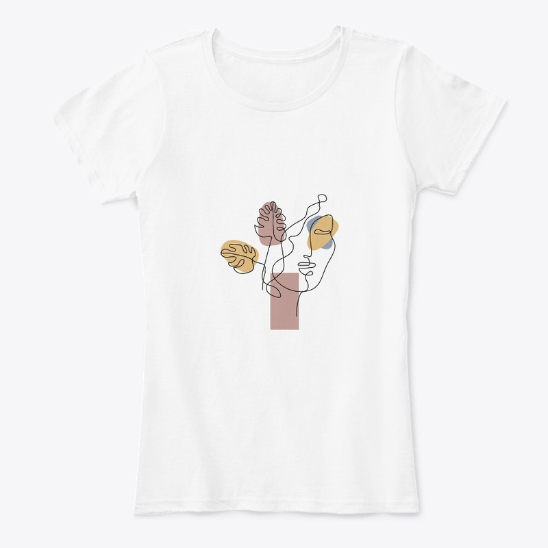 Abstract Woman Face Line Art T-Shirt,