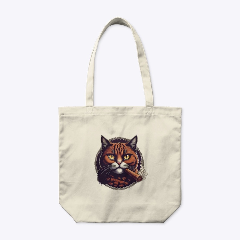 Smoking Cat Retro Illustration