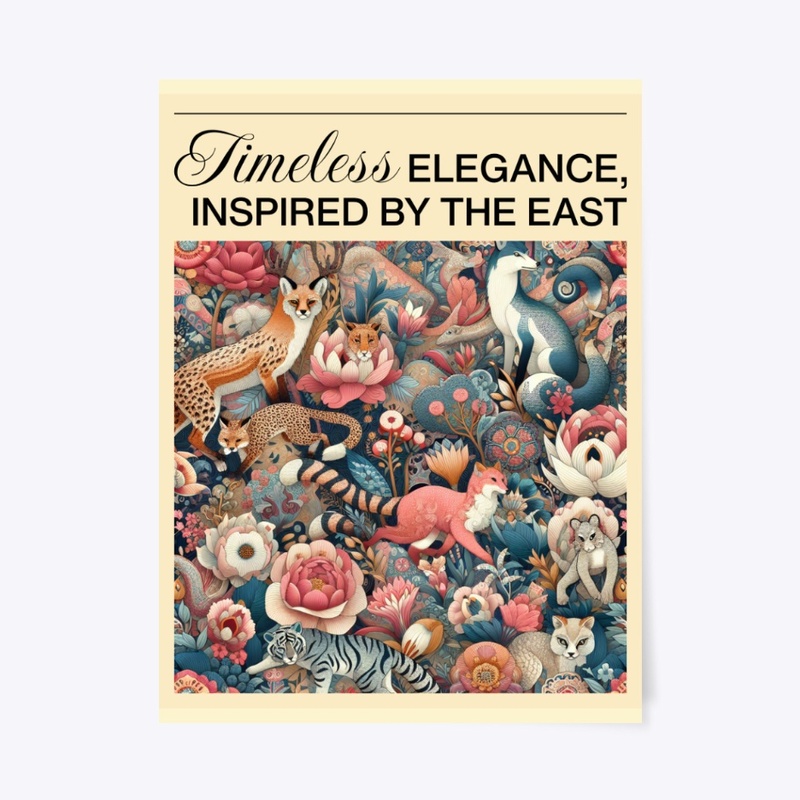 Retro Cute Animals Chinoiserie Art Print