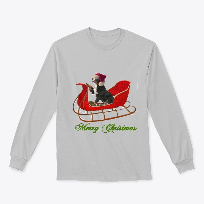 Merry Christmas Dog in Sleigh