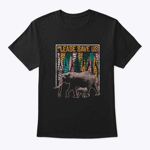 Animal Welfare Elephant Black T-Shirt Front