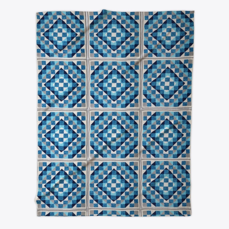 Blue tiles design blanket