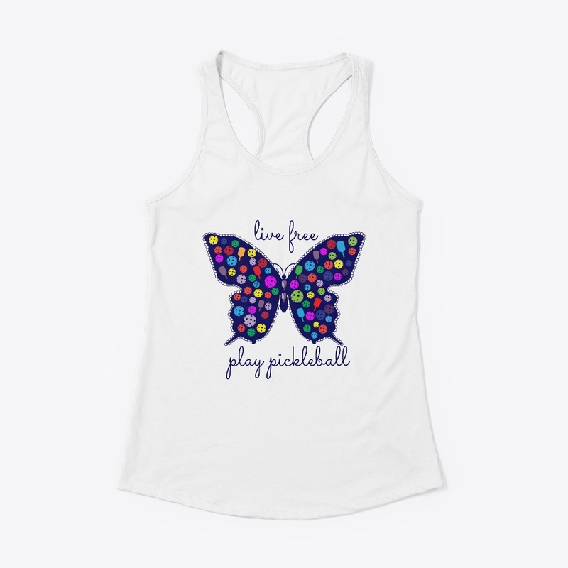 Butterflies & Pickleball Blue Background