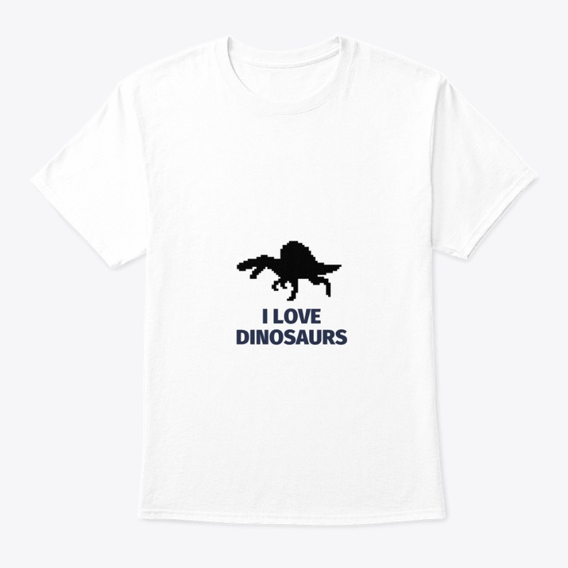 Pixel Art Dinosaur 1 White