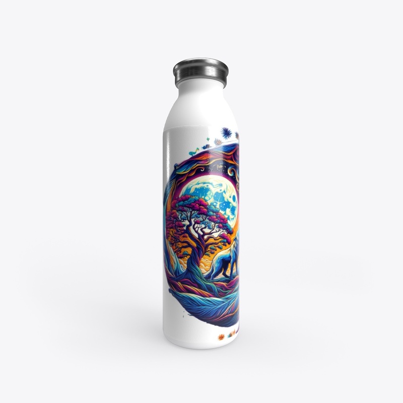 retro design of wolves at night 