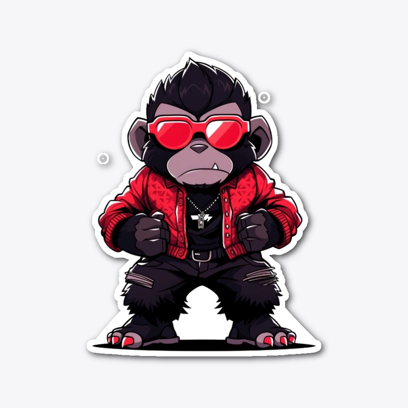 Red Monkey Cut Sticker