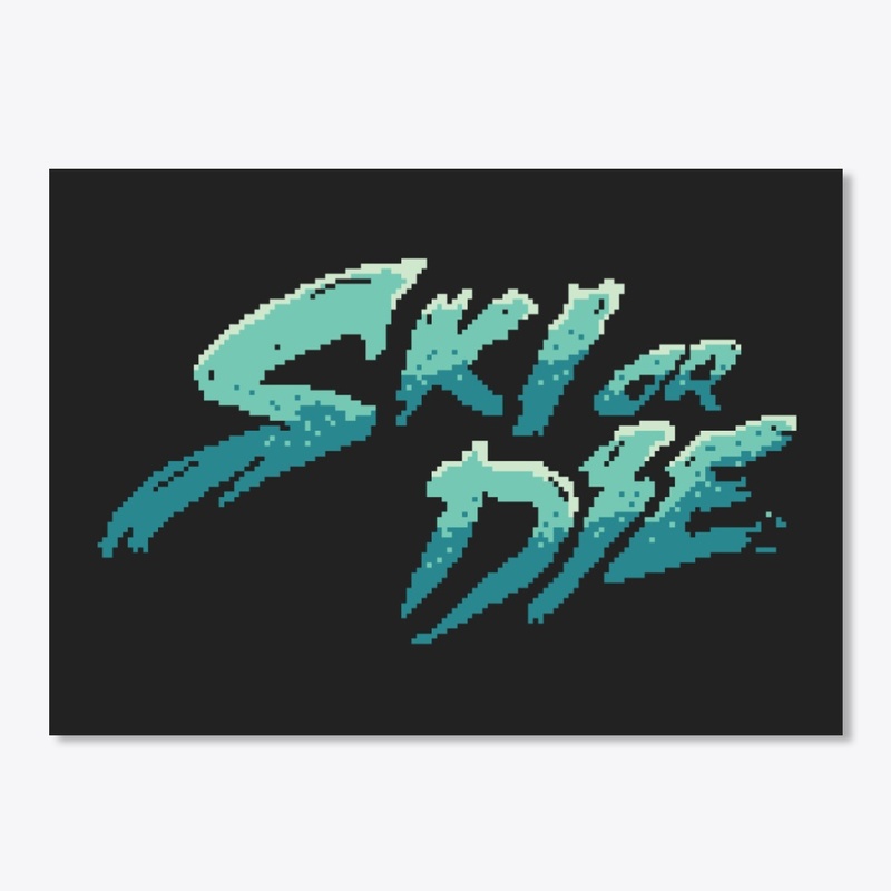 Ice Sunset Ski or die Pixel art Logo