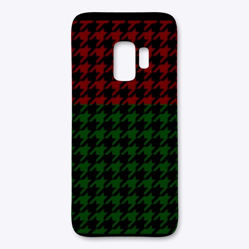 Houndstooth Red and Green Stripe