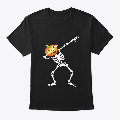 Funny Dabbing Pumpkin Halloween Black T-Shirt Front
