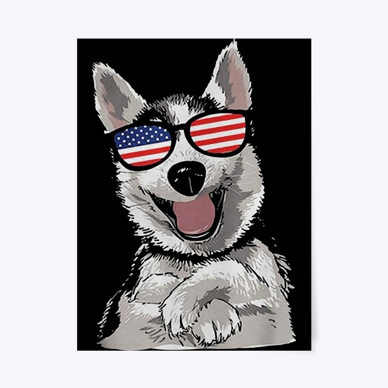 Husky Dancing American Flag Sunglasses