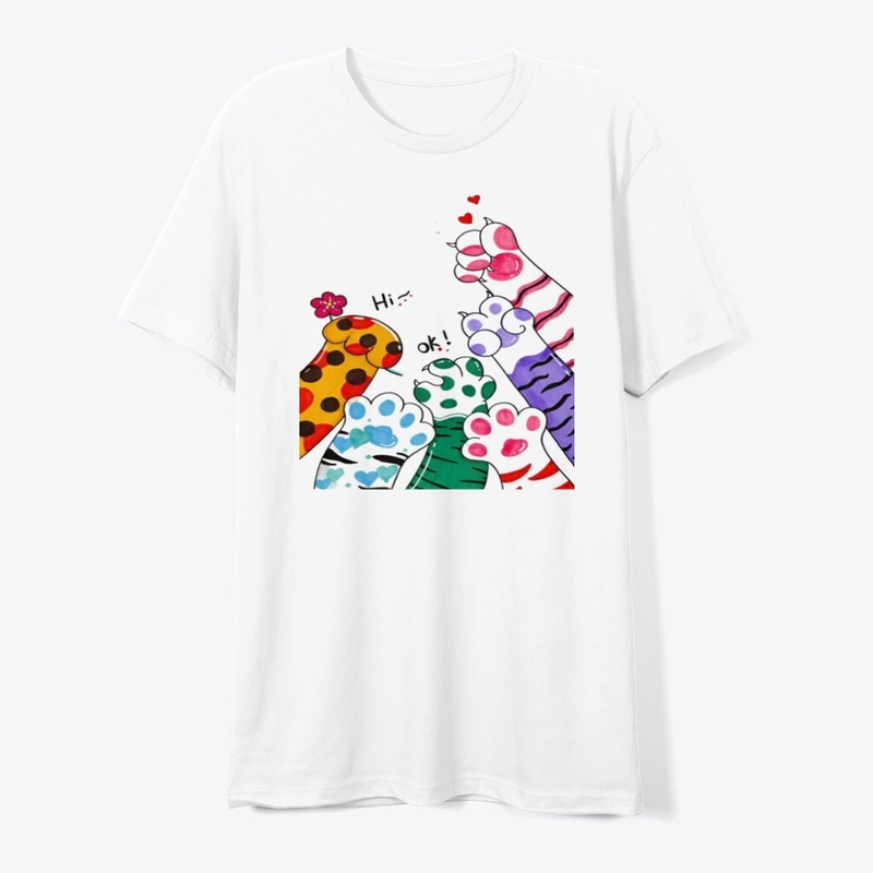 Playful Cat Paws "Hi, OK!" Tee