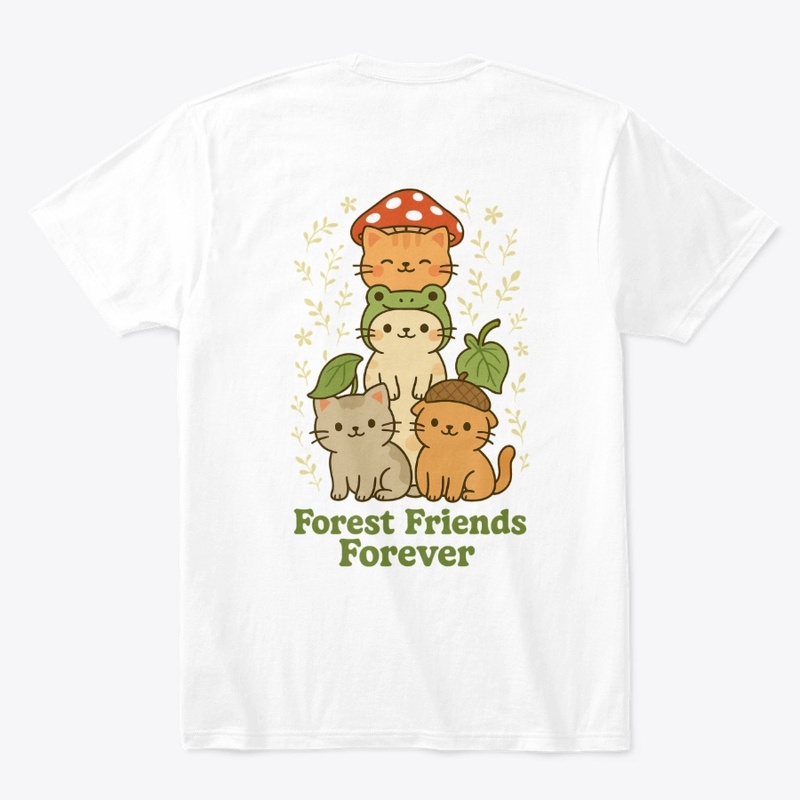 Forest Friend - Cute Frog Hat Cat Tee