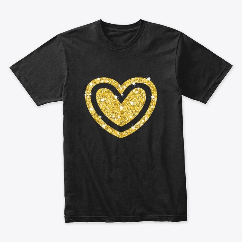 Gold Glitter Heart in Heart 