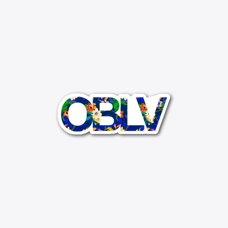 OBLV Blue Floral Cut-Out Sticker