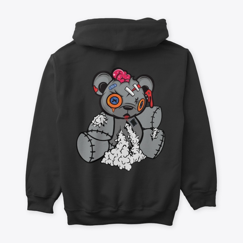 Grey Zombie Bear (Black & Navy Hoodie)