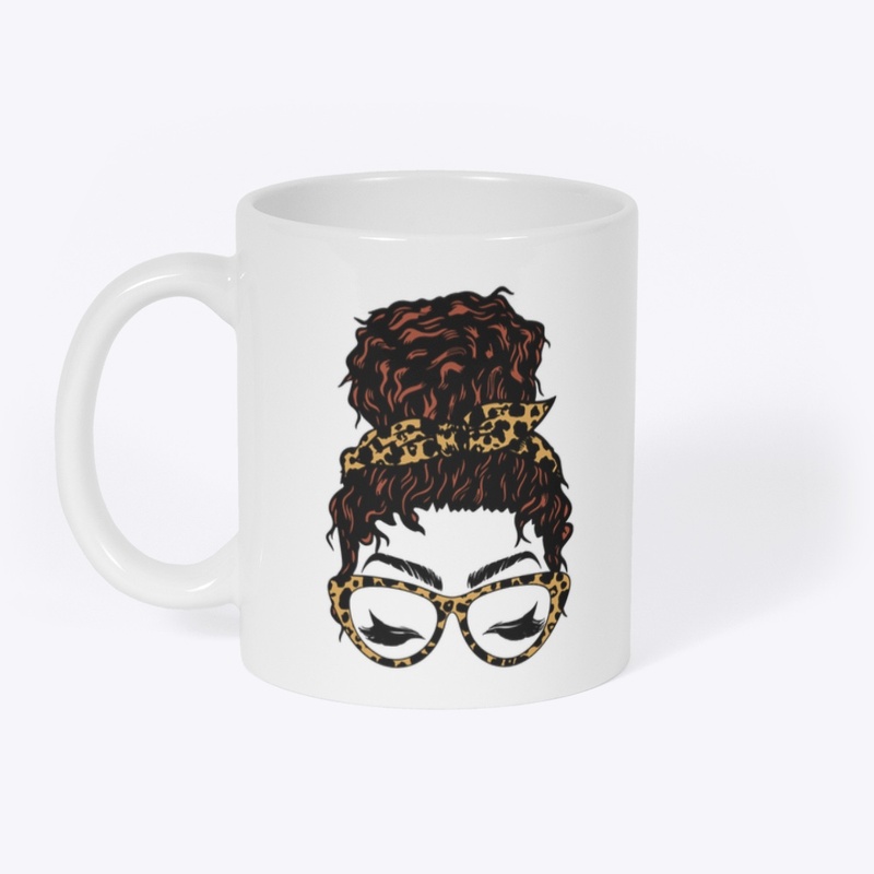 Curly red hair messy bun cat eye 