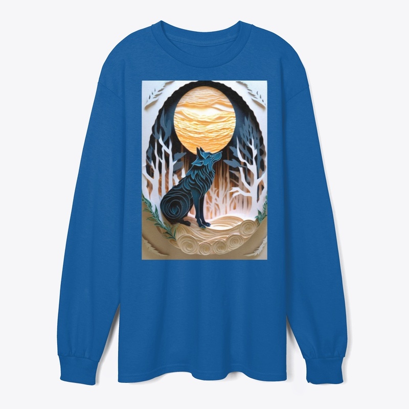 Carved Wolf under Full Moon