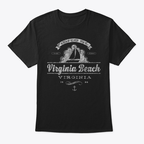 Virginia Beach Va Sailboat Tshirt Vintag Black T-Shirt Front