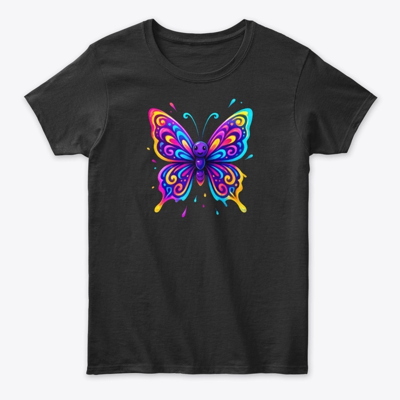 Colorful Neon Butterfly Art Tee