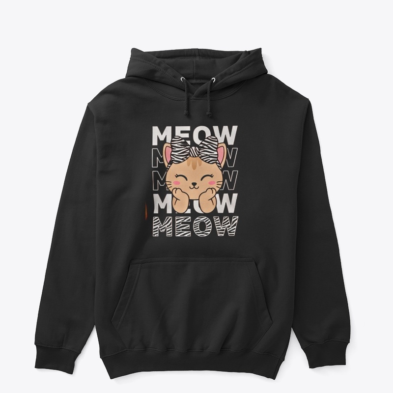 Meow Zebra Bow Cat Tee
