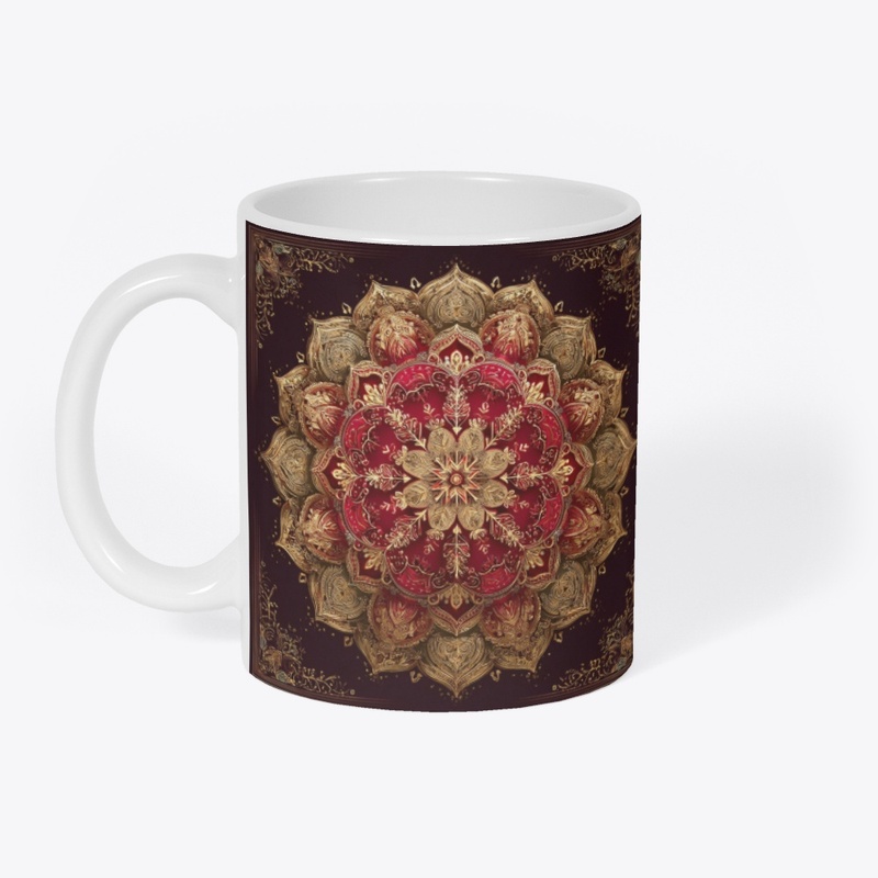 Red Gold Mandala Vintage Design