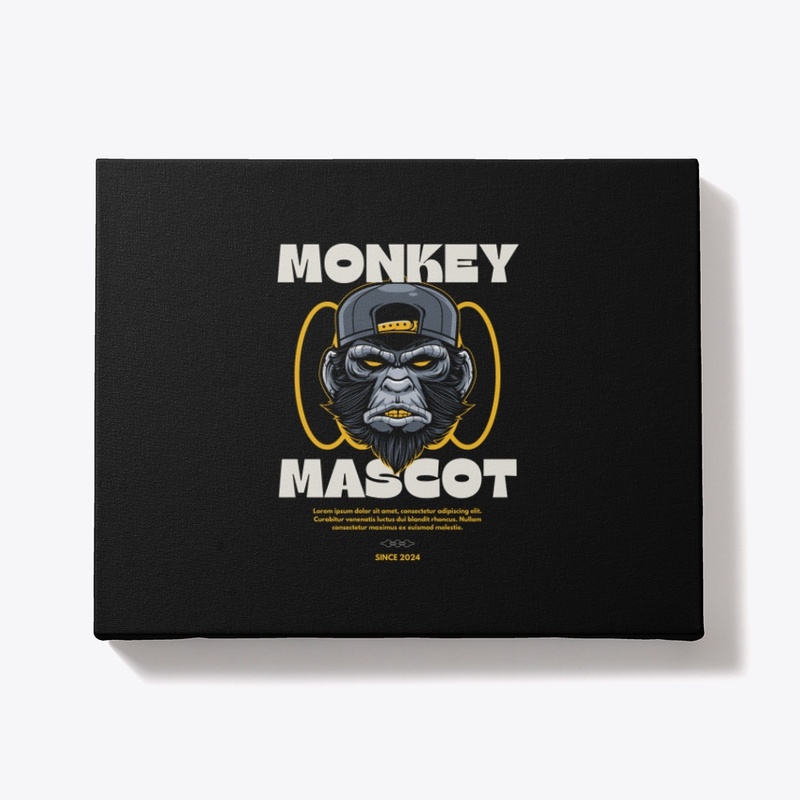 Black and Yellow Modern Monkey Mascot 