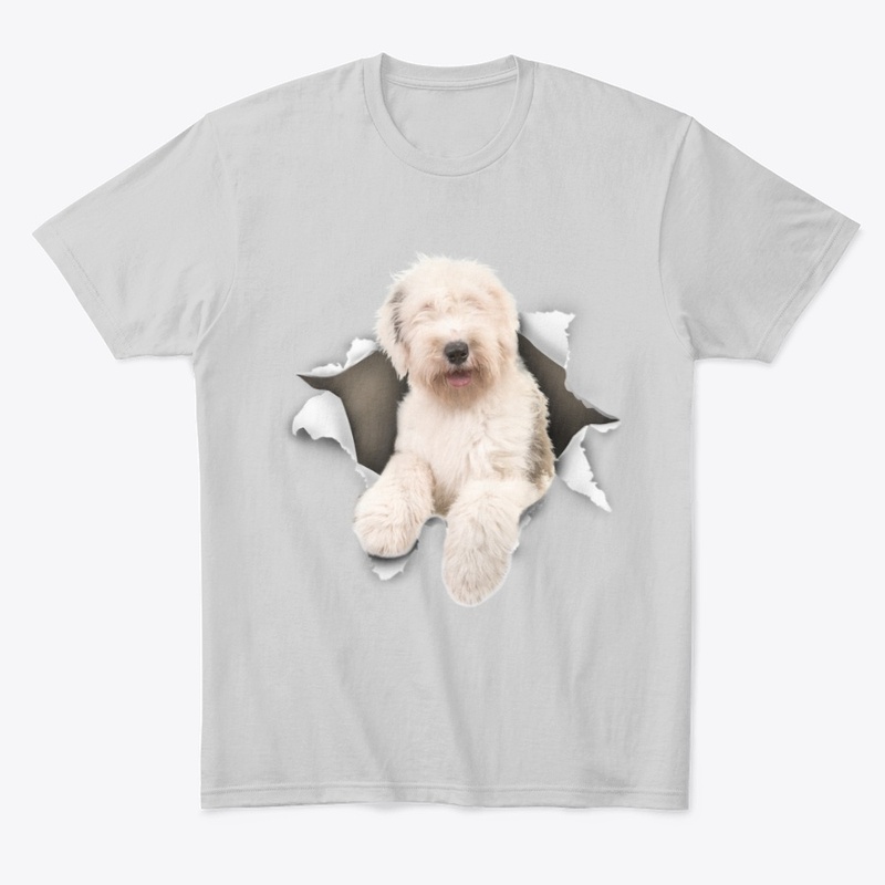 Old English Sheepdog Torn Paper