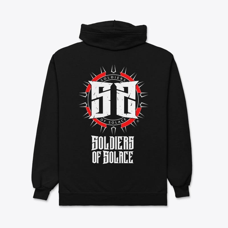 SOS zipper hoody logo name on back