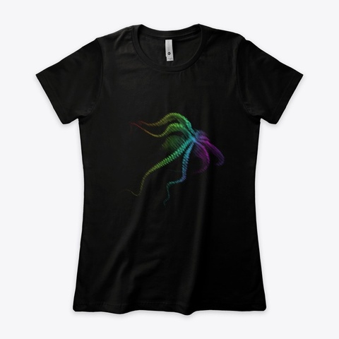 Octopus Dot Art Black T-Shirt Front