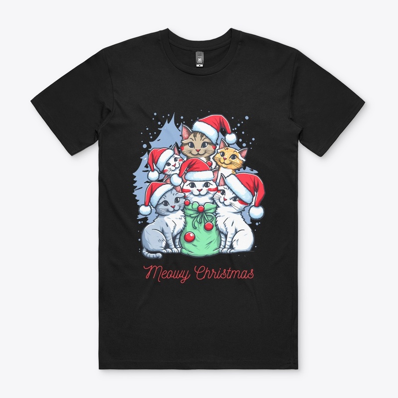 Cute Cat wishing Merry Christmas shirs