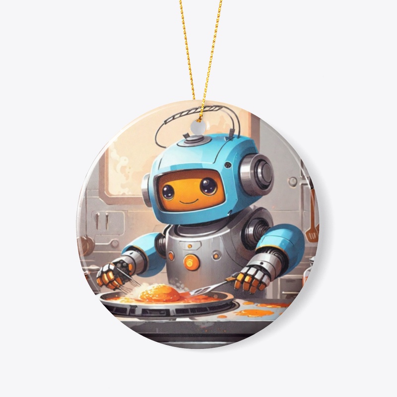 A robot cooking dinner