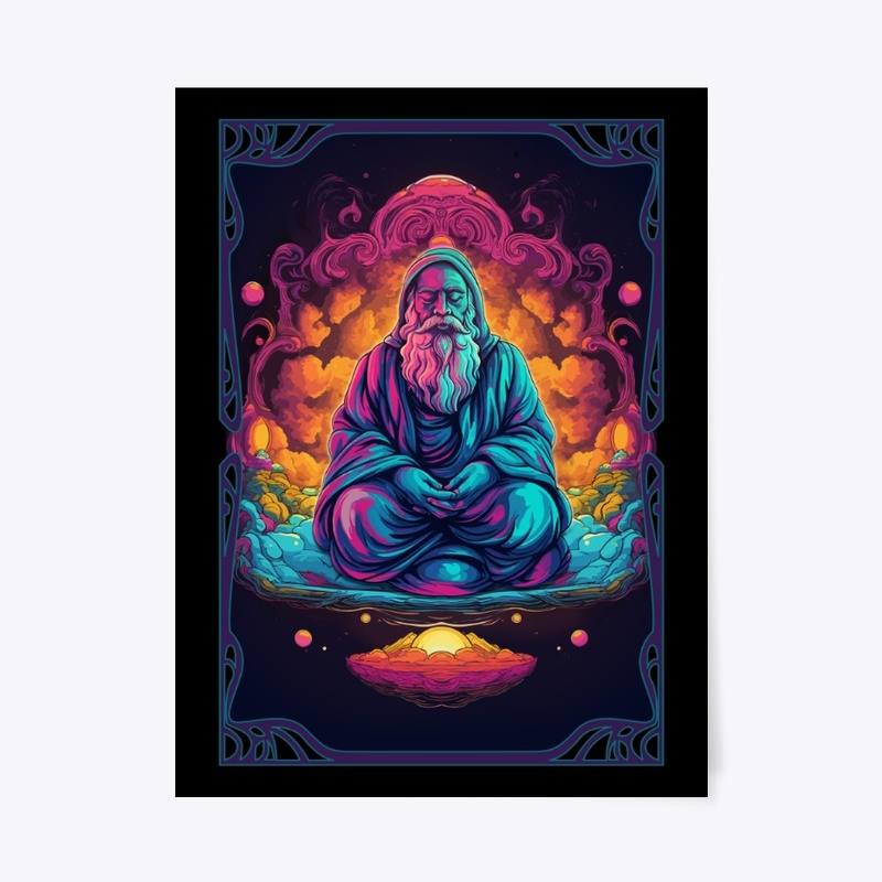 Trippy Celestial Monk/Buddha print