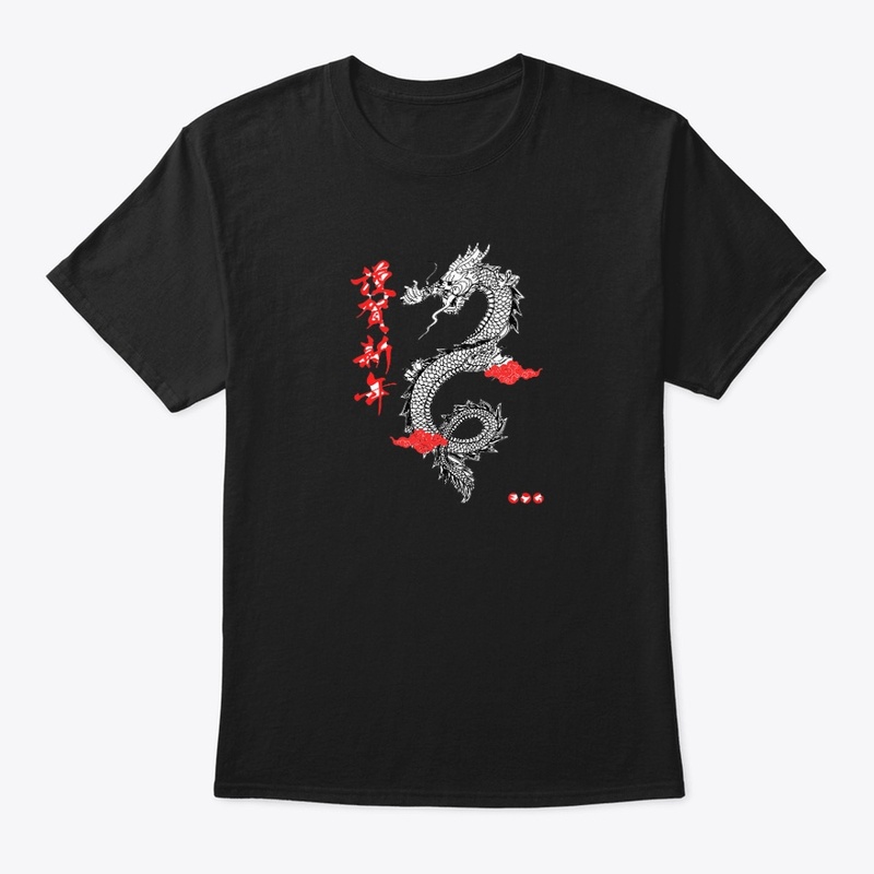 Black Red Illustration Dragon Streetwear