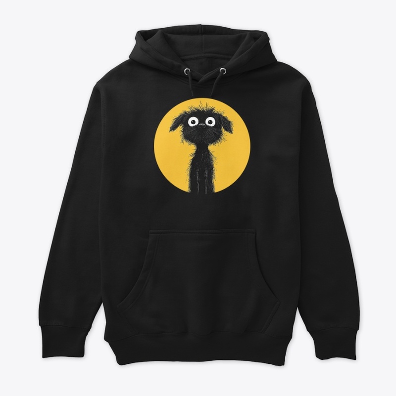 Scruffy Black Dog & Yellow Sun