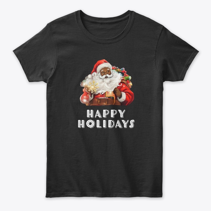 Black Santa Claus Happy Holidays Tee