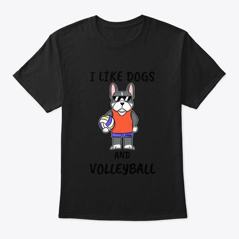 Volleyball Dog Sports Spell Gift Black T-Shirt Front