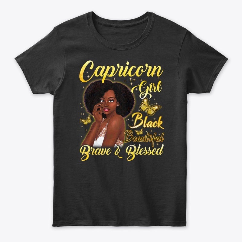 Capricorn Girl Black Beautiful T-Shirt