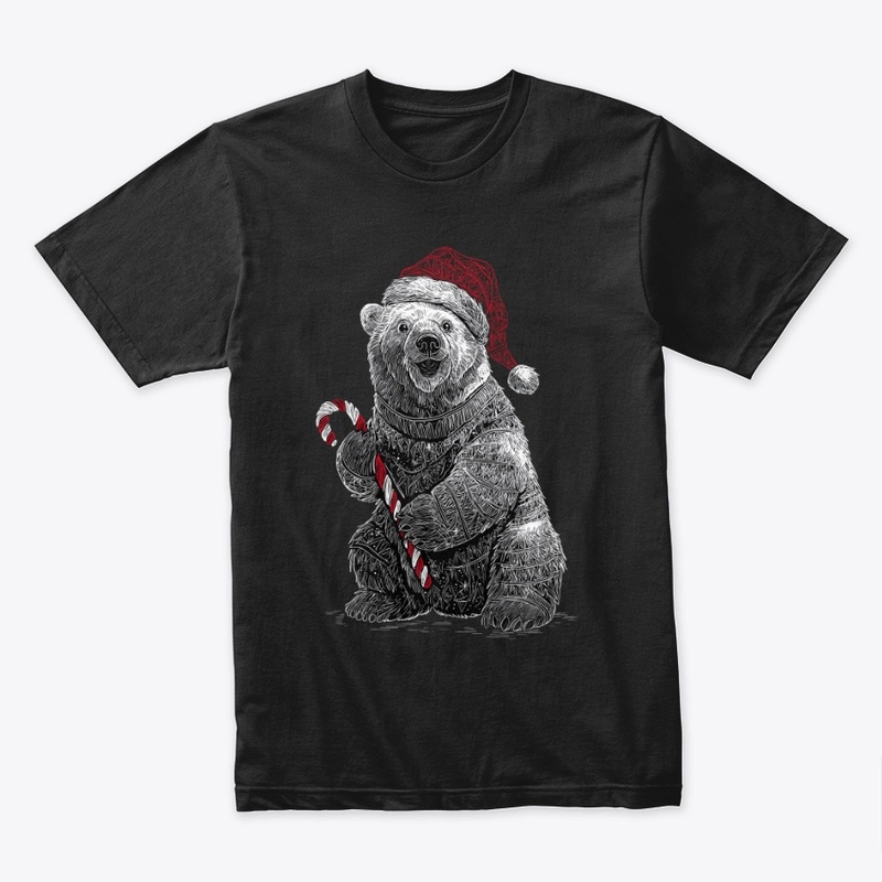 Snowy Candy Cane Bear