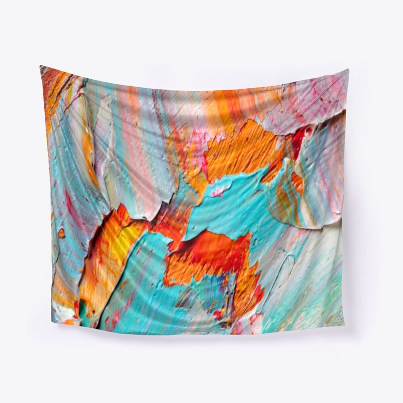 orange powder blue oil painting tapestry